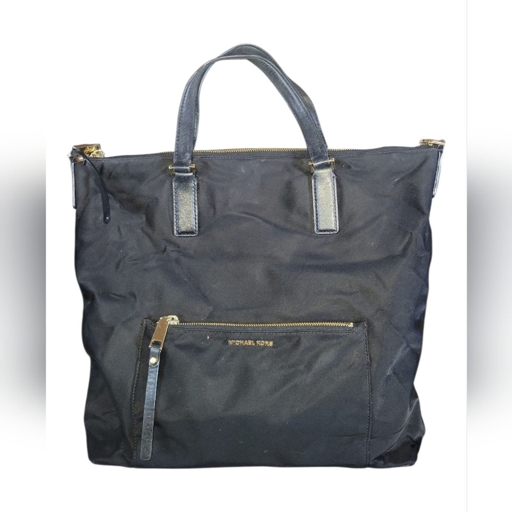 Michael Micheal Kors Black Nylon Goldtone Hardware Jet Set Travel Tote Bag